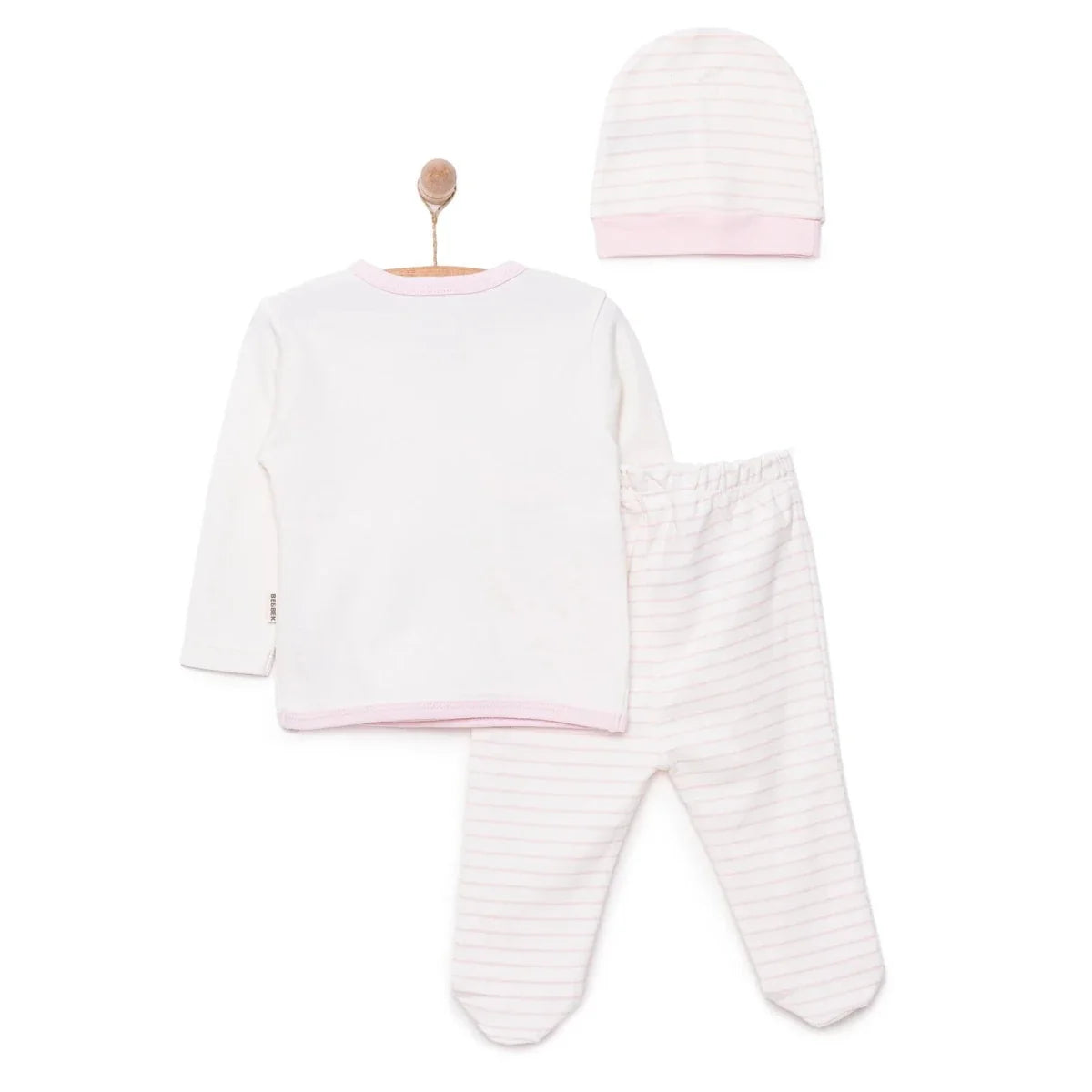 Bebbek Bunny Print Peter Pan Collar Baby Hat, Vest & Bottoms Set (Newborn to 6 Months)