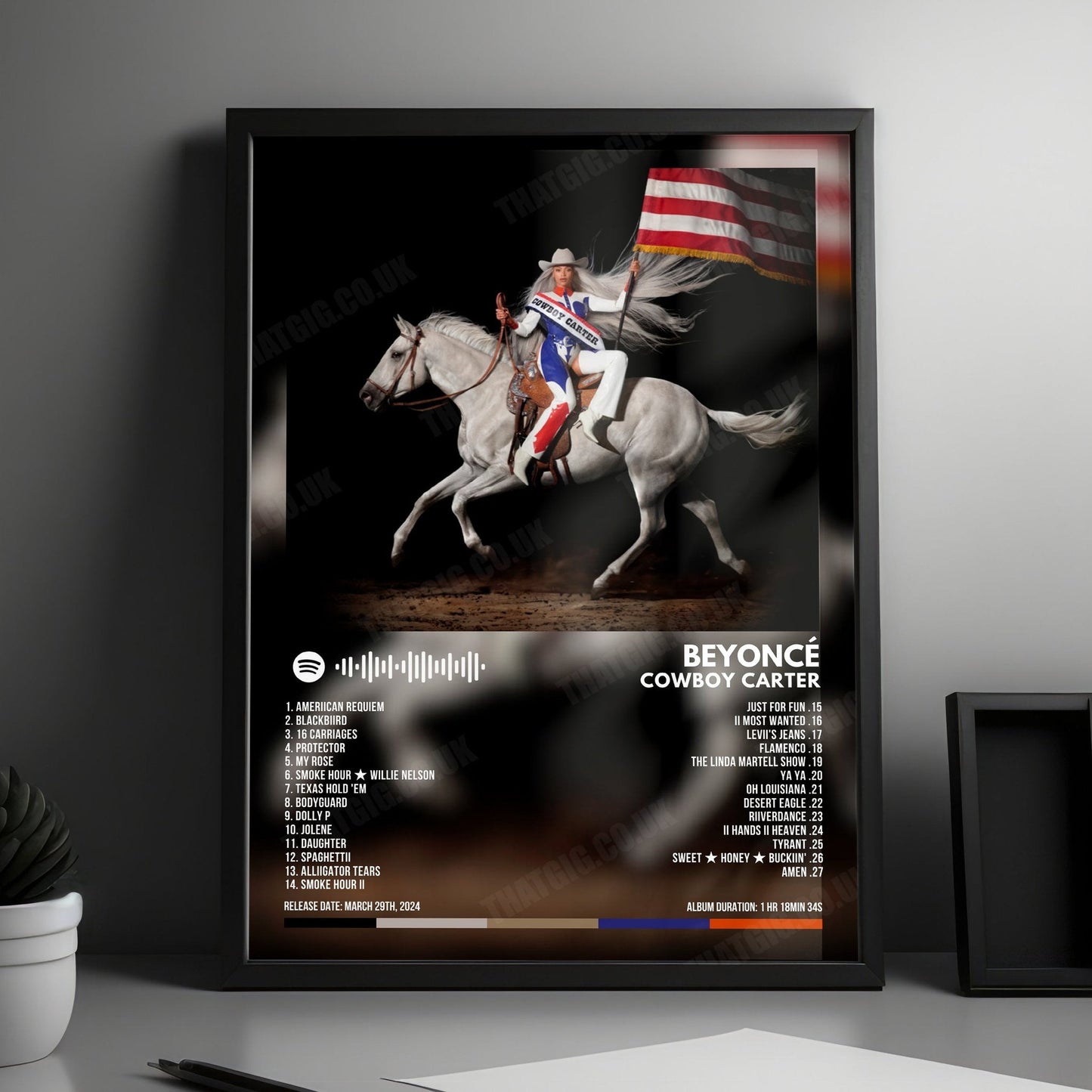 Beyoncé "Cowboy Carter" Album Cover Poster - with Complete Tracklist