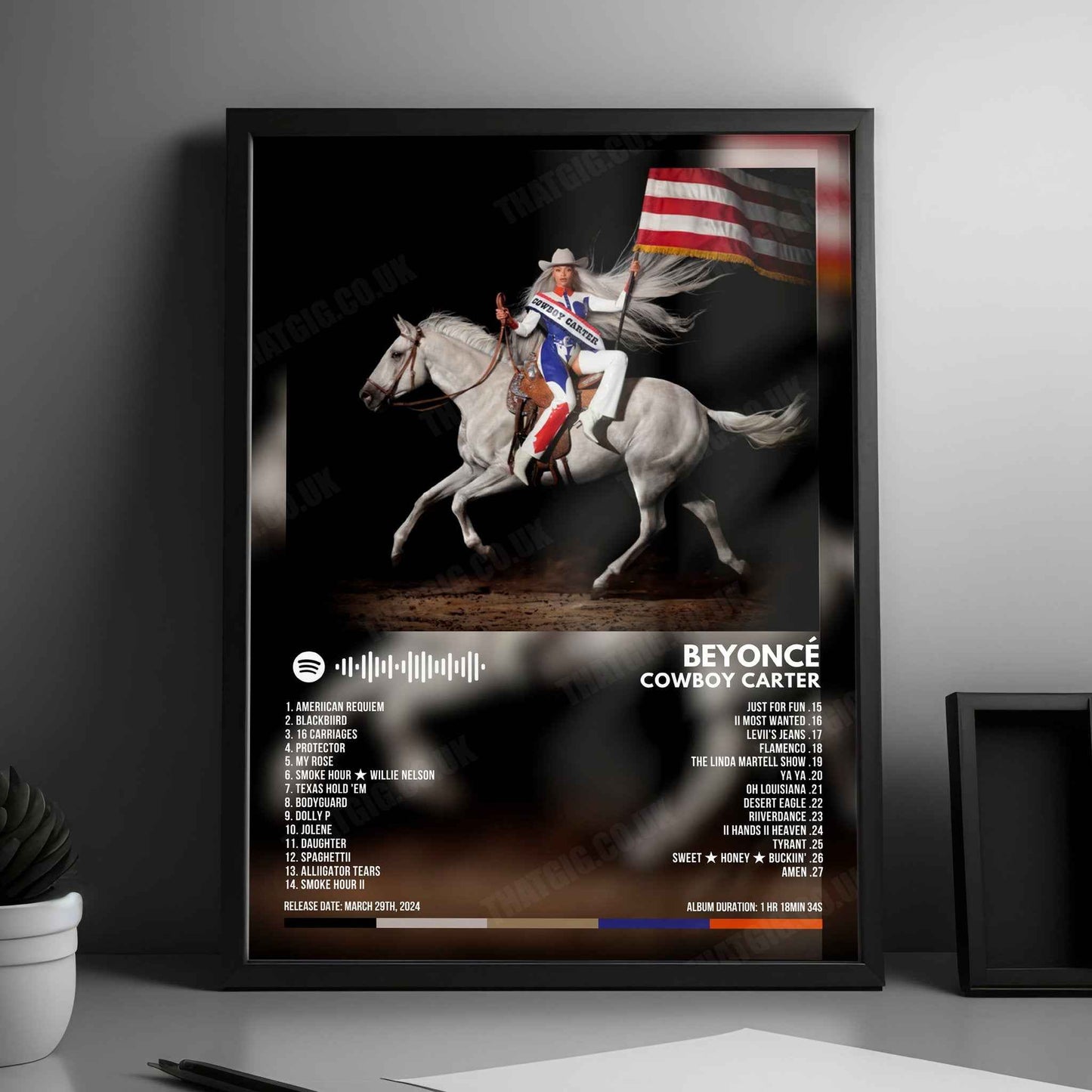 Beyoncé "Cowboy Carter" Album Cover Poster - with Complete Tracklist