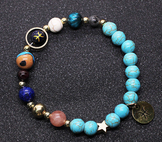 Twelve Constellation Constellation Blue San Bracelet 8mm Turquoise Beaded