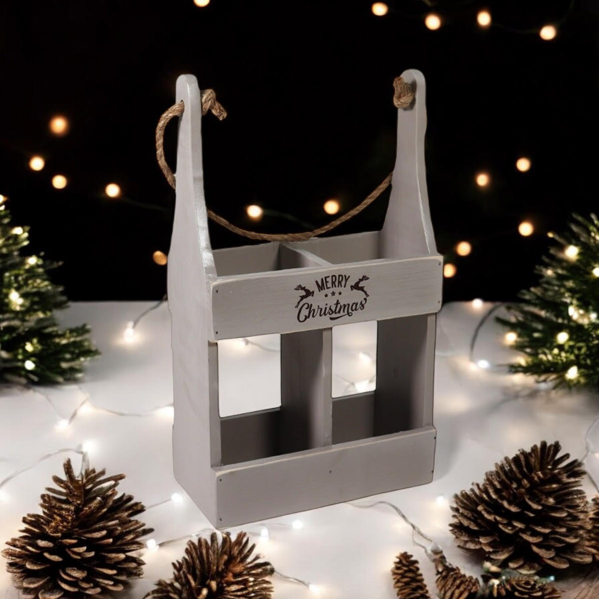 39CM RUSTIC GREY 2 BOTTLE WINE HOLDER