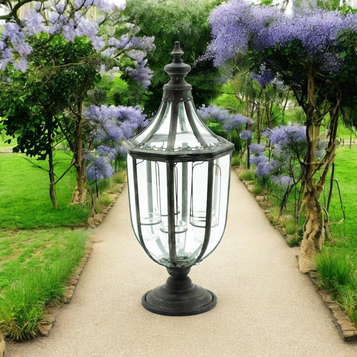 77CM METAL GARDEN LANTERN W TEALIGHT HOLDE