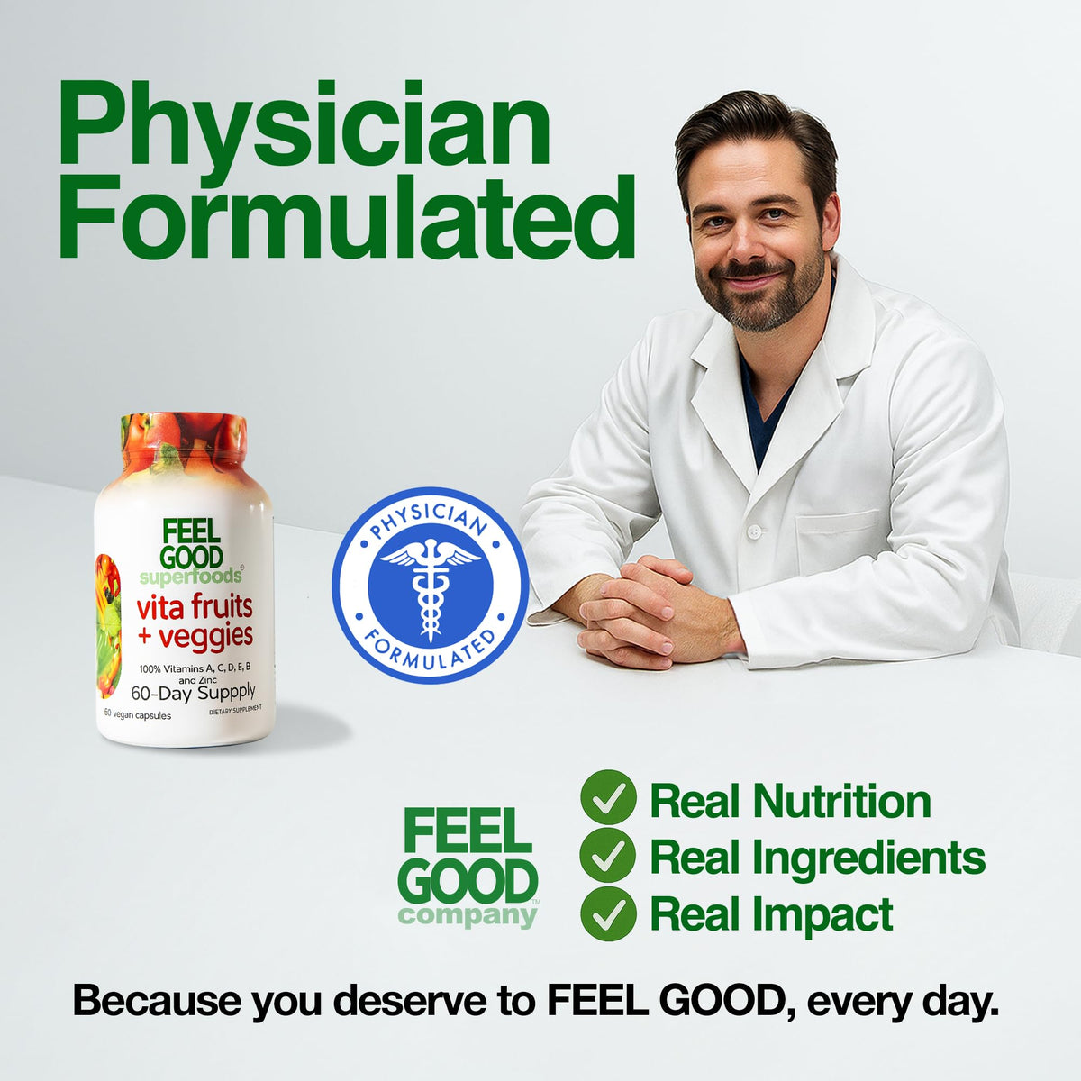 FeelGood Superfoods 1000mg Immune Support Capsules – 25 Organic Fruits & Vegetables, 60 Count