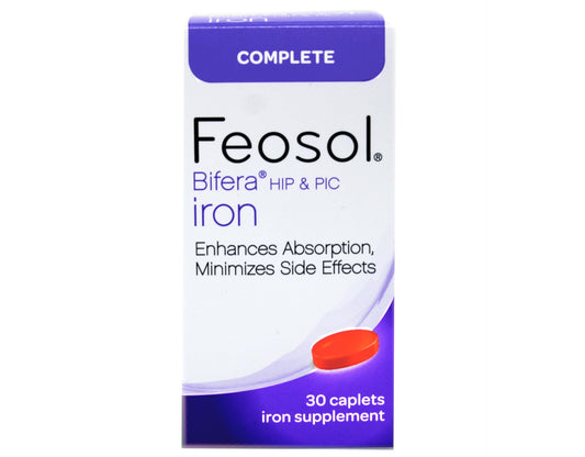 Feosol Complete Iron Supplement – Bifera HIP & PIC, 30 Caplets, Pack of 3