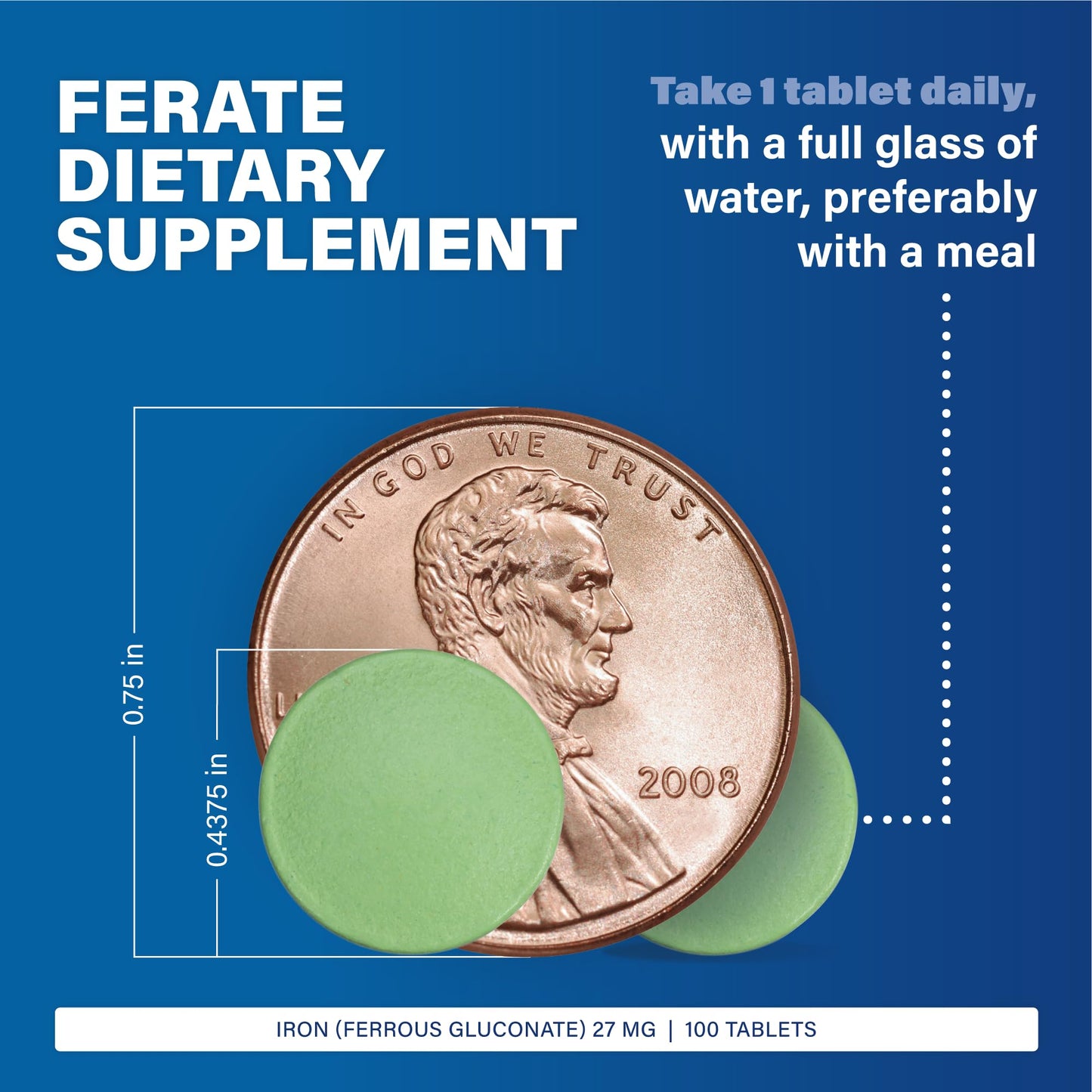 Major 27 mg Ferate Tabs – Ferrous Gluconate Iron Supplement (3 Pack, 100 Count)