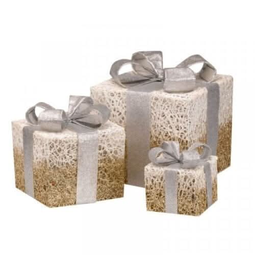 Three Piece Christmas LED Present Gift Box Decoration