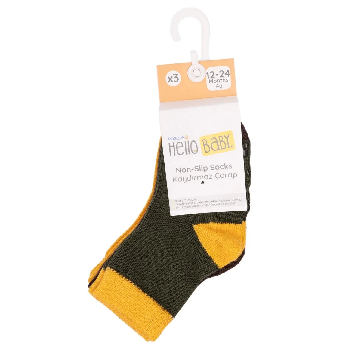HelloBaby 3 Pack Non-Slip Baby Socks (Newborn to 4-5 Years)