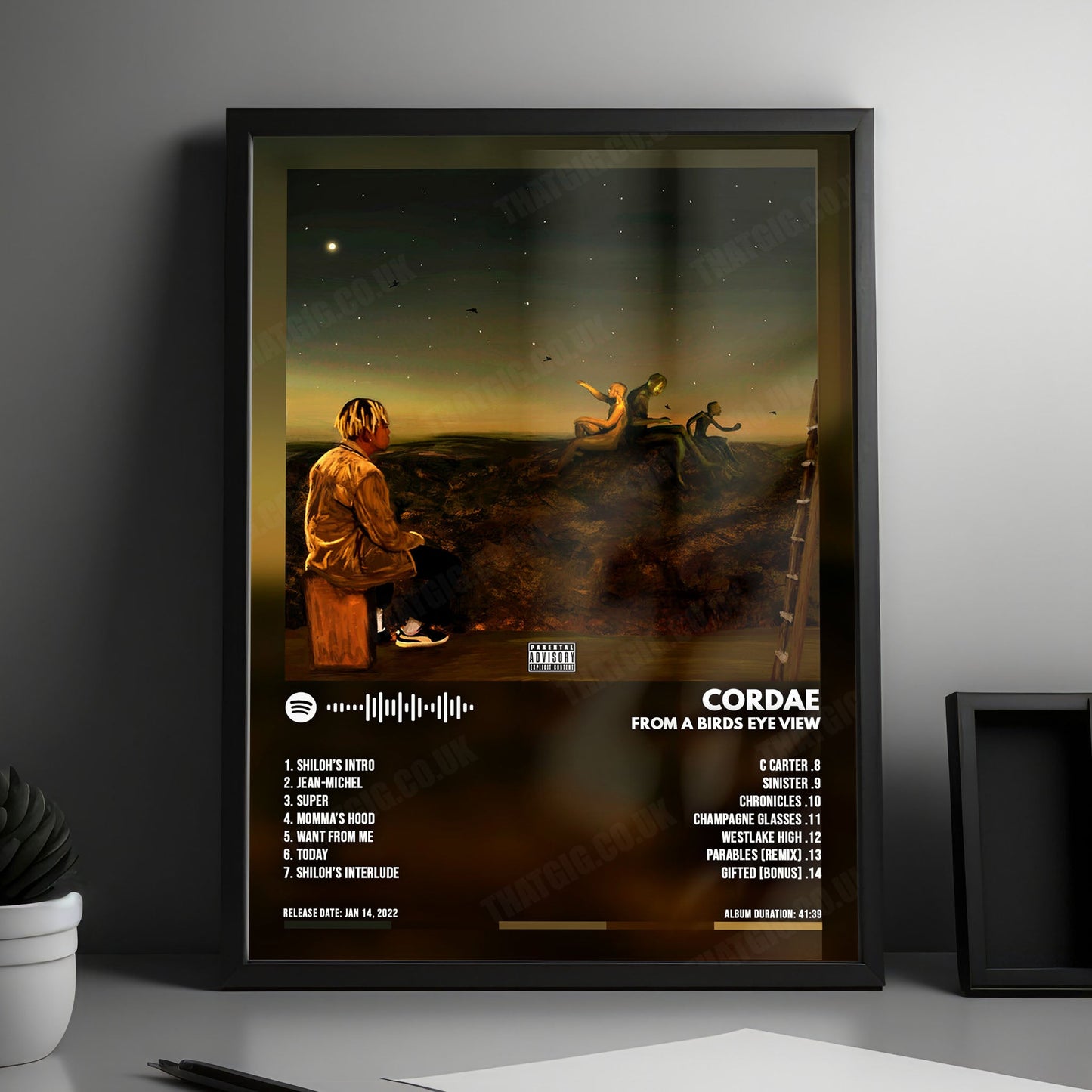 Cordae "From a Birds Eye View" Album Cover Poster - with Complete Tracklist