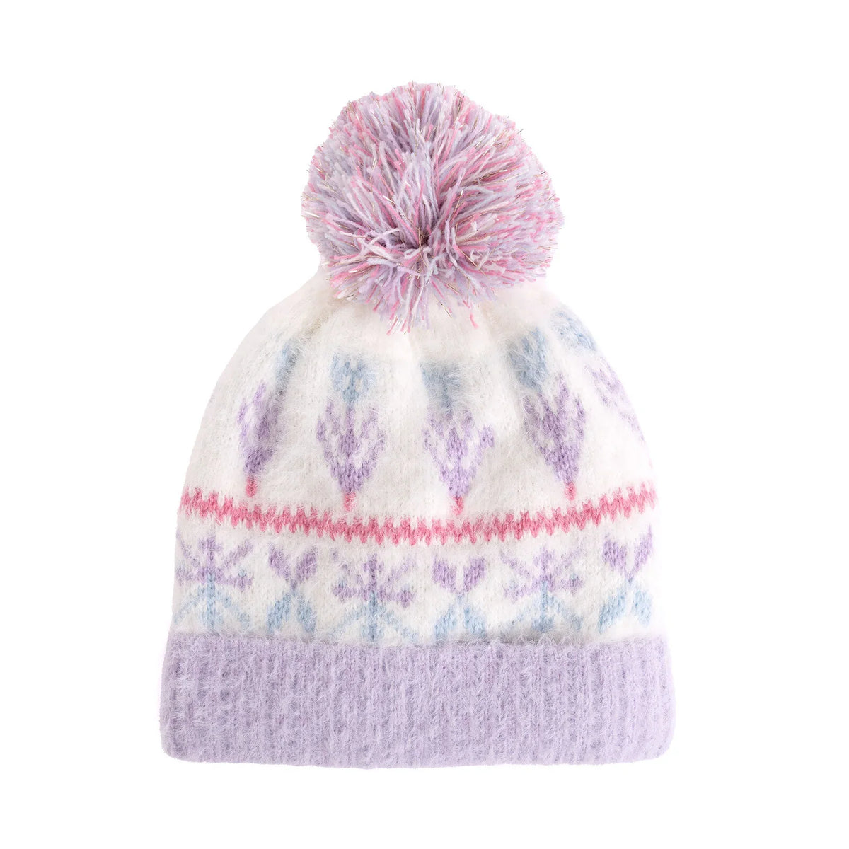 Fonem Fleece-Lined Patterned Knitted Baby Beanie (One Size)