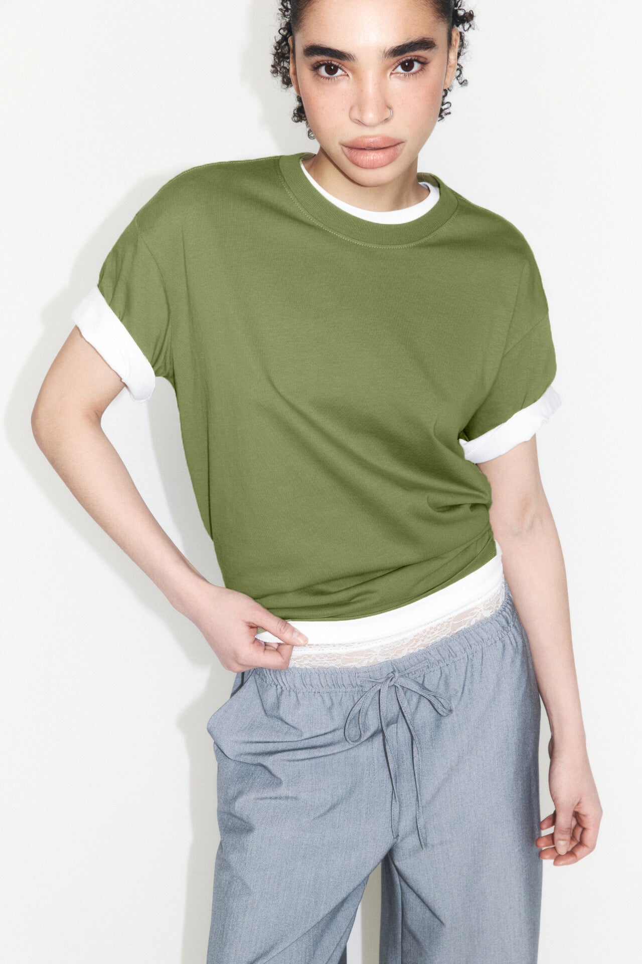 Arrival Cotton Crew-Neck Solid-Color Versatile T-Shirt