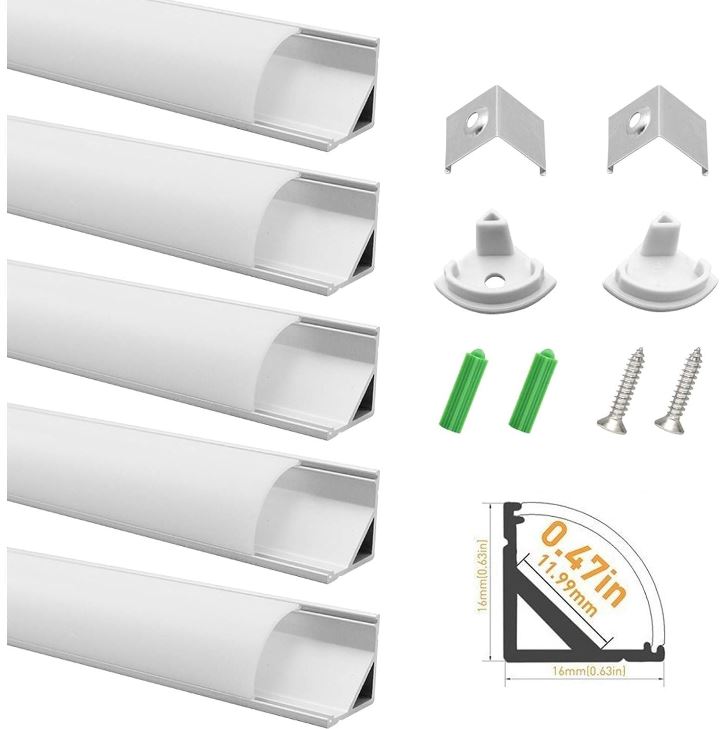 LED Aluminum Profile V Shape 3.3ft Silver Thicker Channel 5 Pack LightingWill