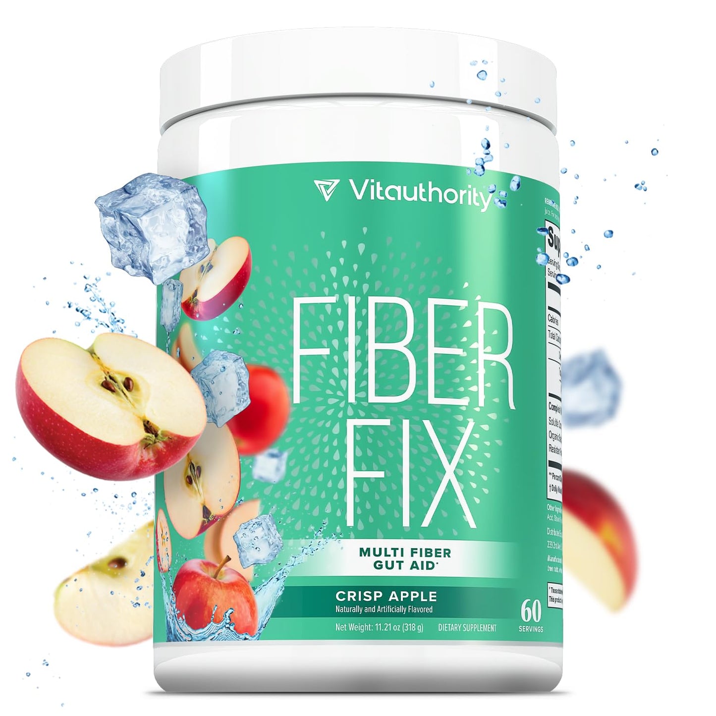 Fiber Supplement Colon Cleanse Detox – Prebiotic Powder for Digestive Health (Apple, 60 Servings)
