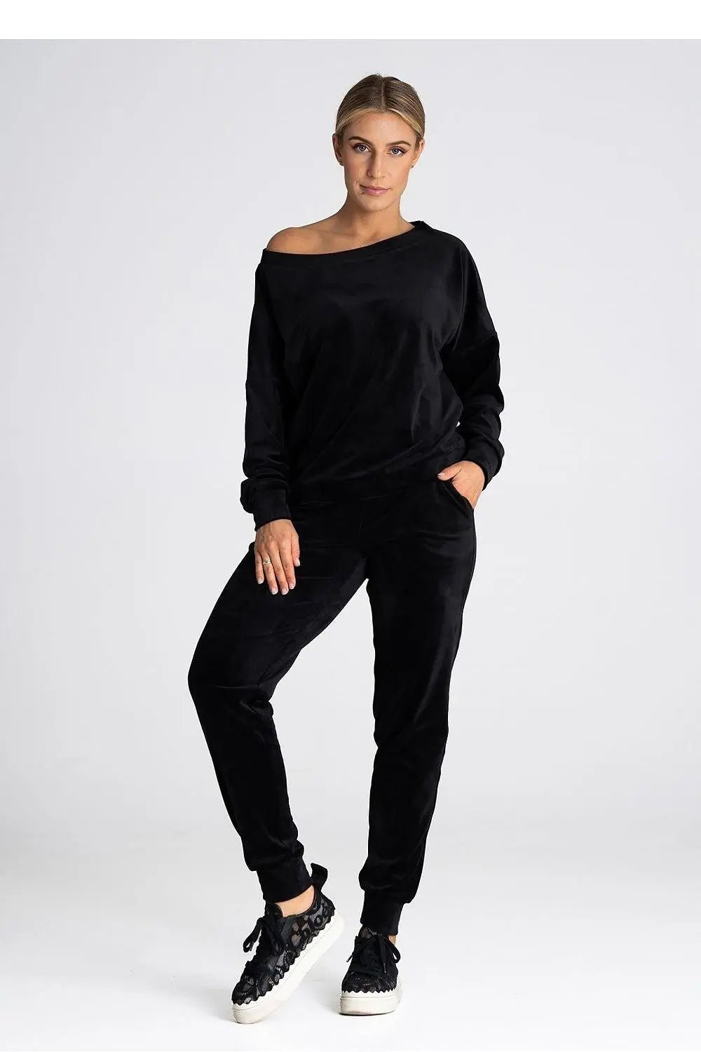 Figl elastic waistband velour pants