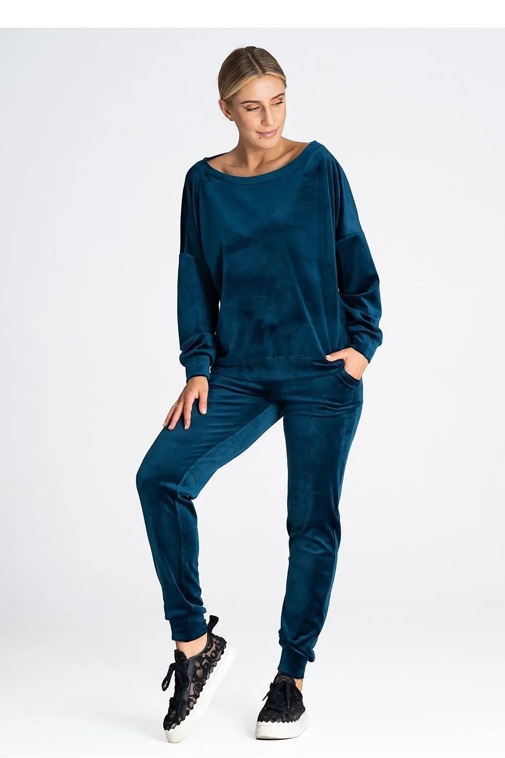 Figl elastic waistband velour pants