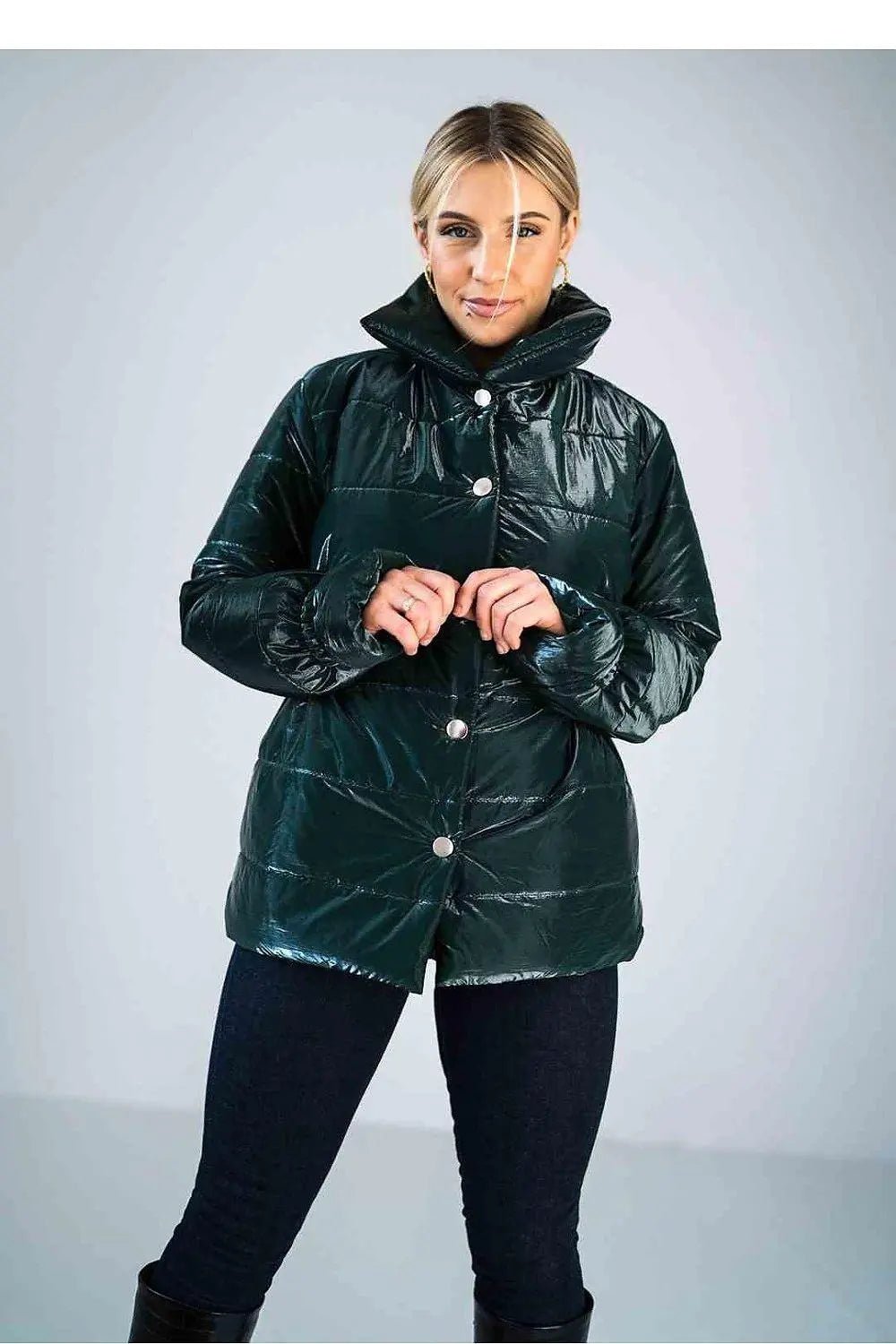 Figl high collar quilted hip-length jacket
