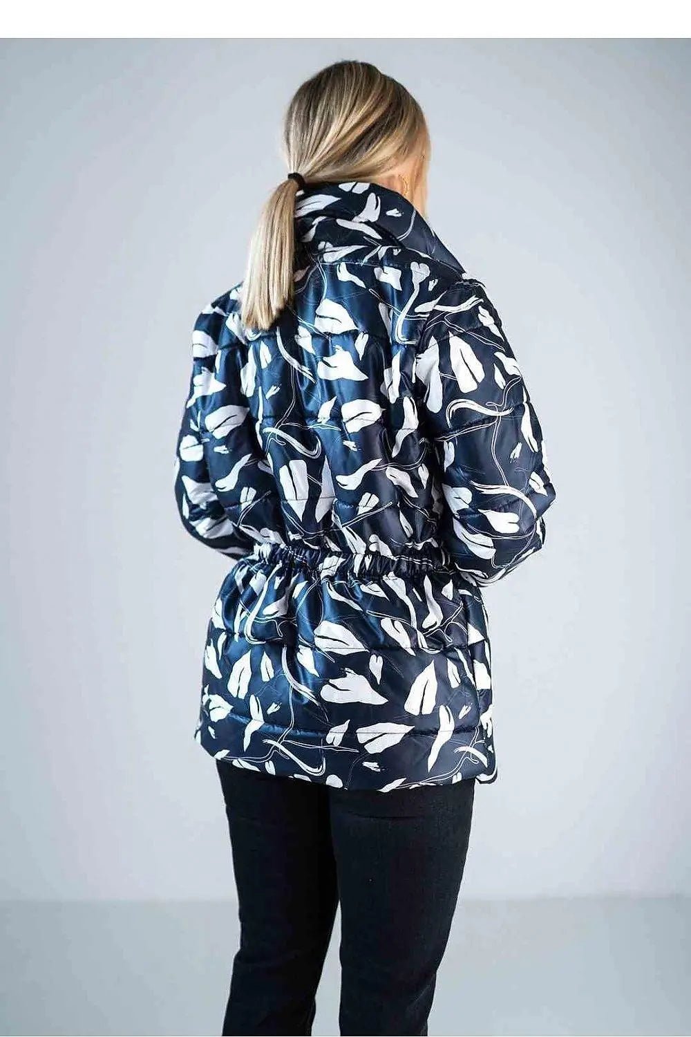 Figl high collar quilted hip-length jacket