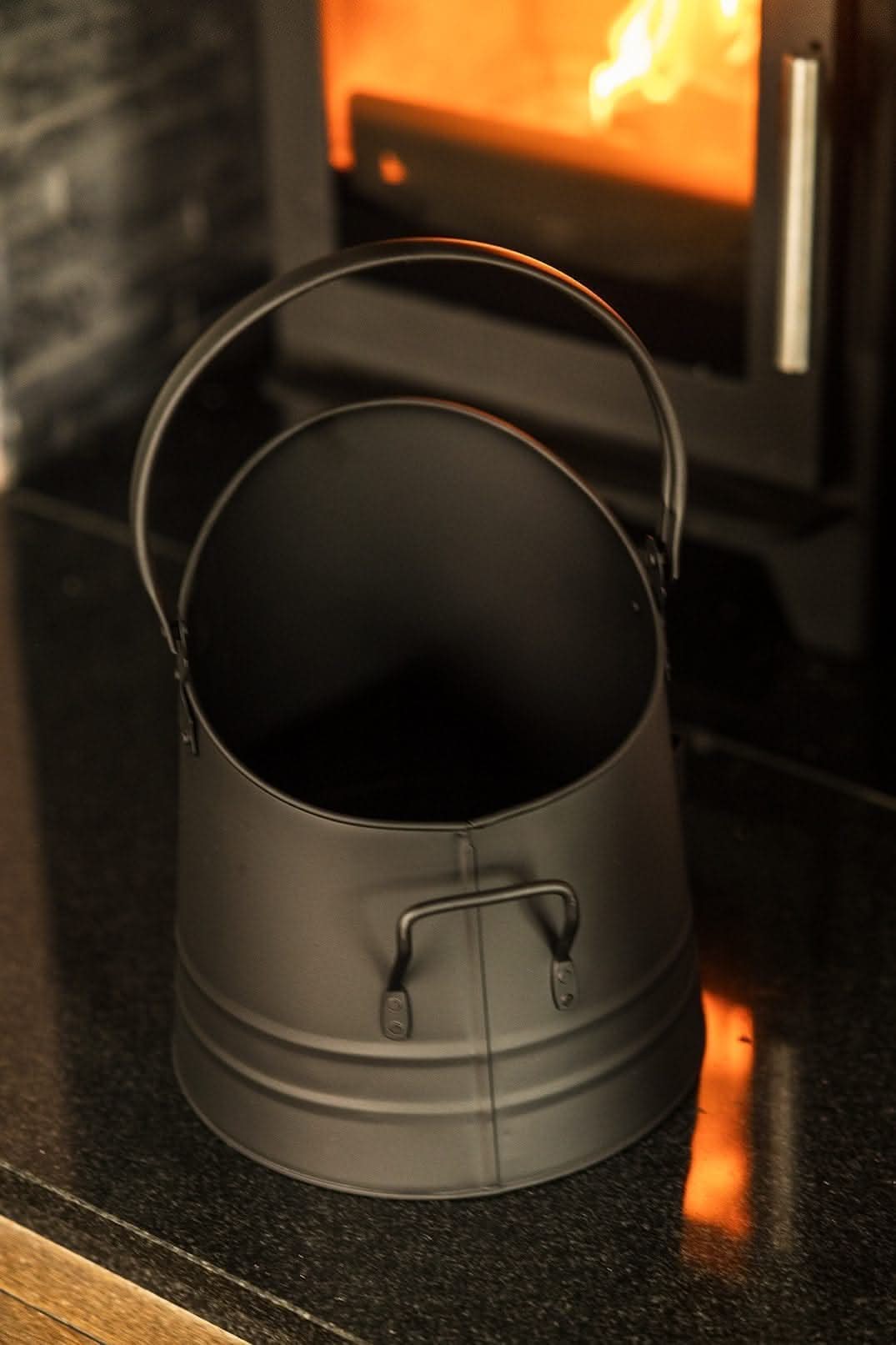 Black Fireside Coal Bucket Shovel & Match Canister Set