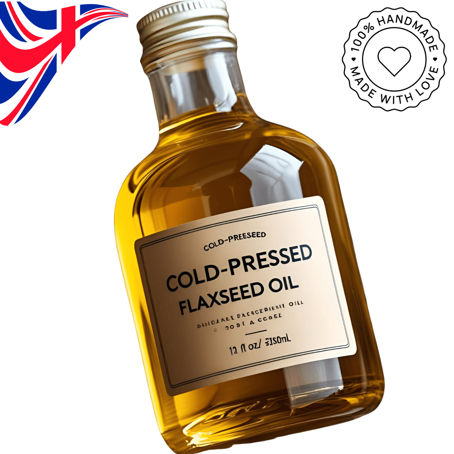 Flaxseed Oil Cold Pressed – Face Hair Skin – Natural Massage Oil – UK Handmade