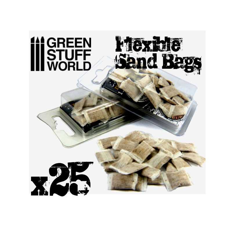 Scale Model Flexible Sand Bags for Dioramas and Scenery x25 | Green Stuff World