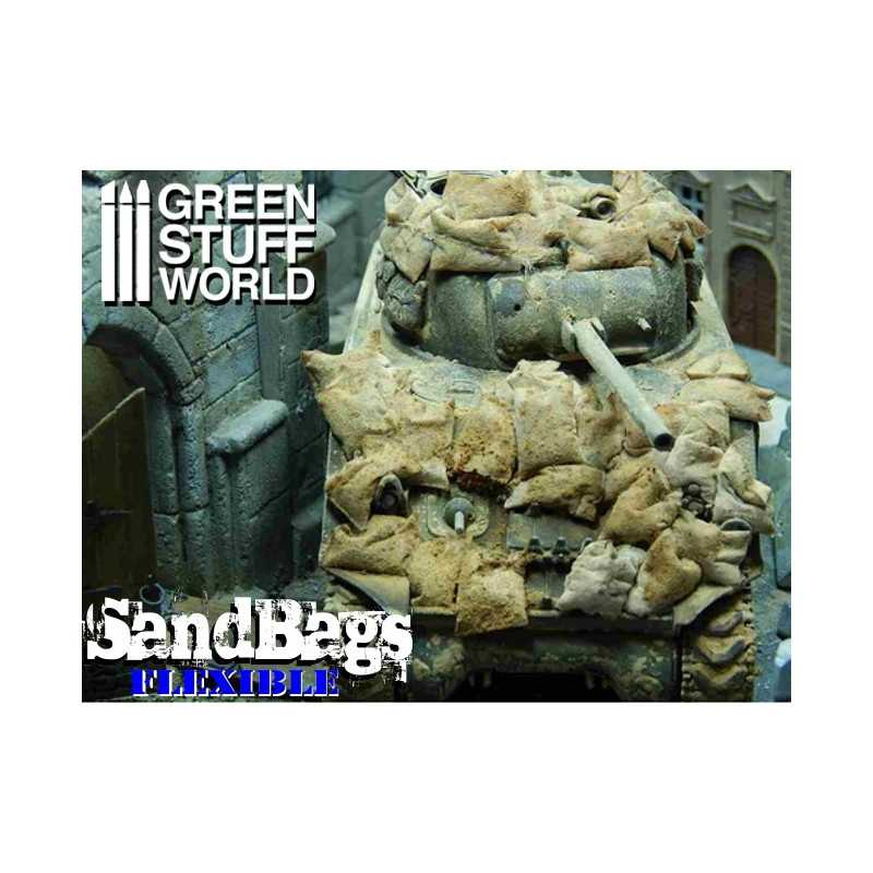 Scale Model Flexible Sand Bags for Dioramas and Scenery x25 | Green Stuff World