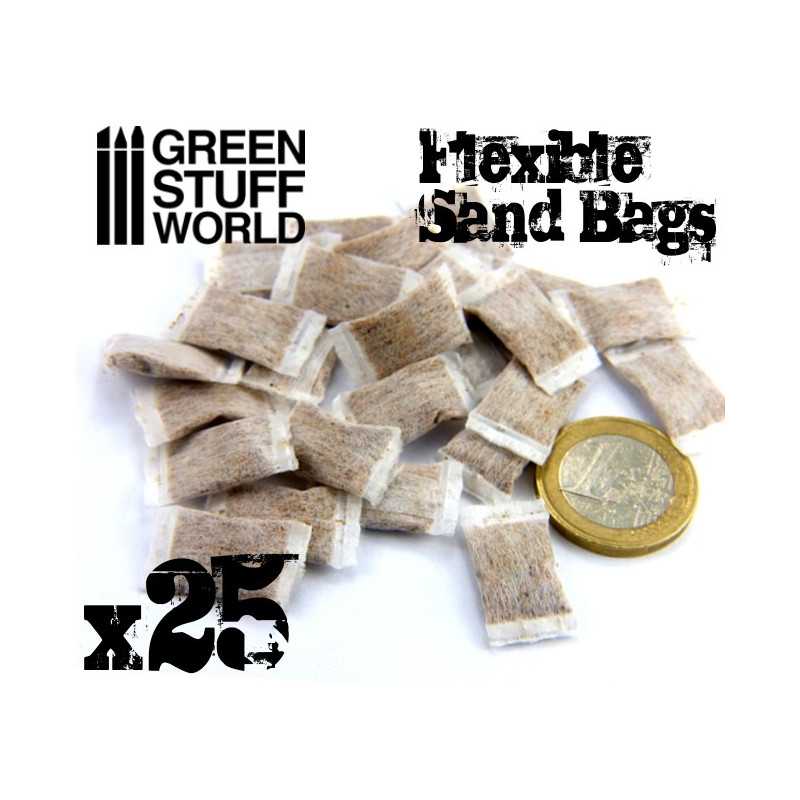 Scale Model Flexible Sand Bags for Dioramas and Scenery x25 | Green Stuff World