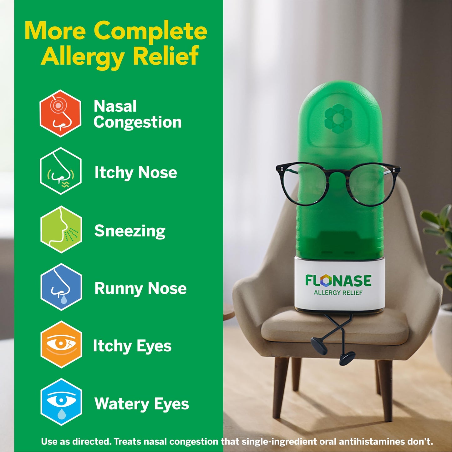 Flonase Allergy Relief Nasal Spray | 24-Hour Non-Drowsy Allergy Medicine, 144 Sprays