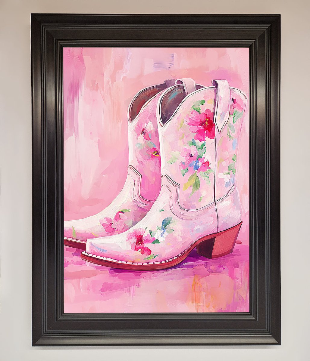 Floral Cowboy Boots Framed Poster