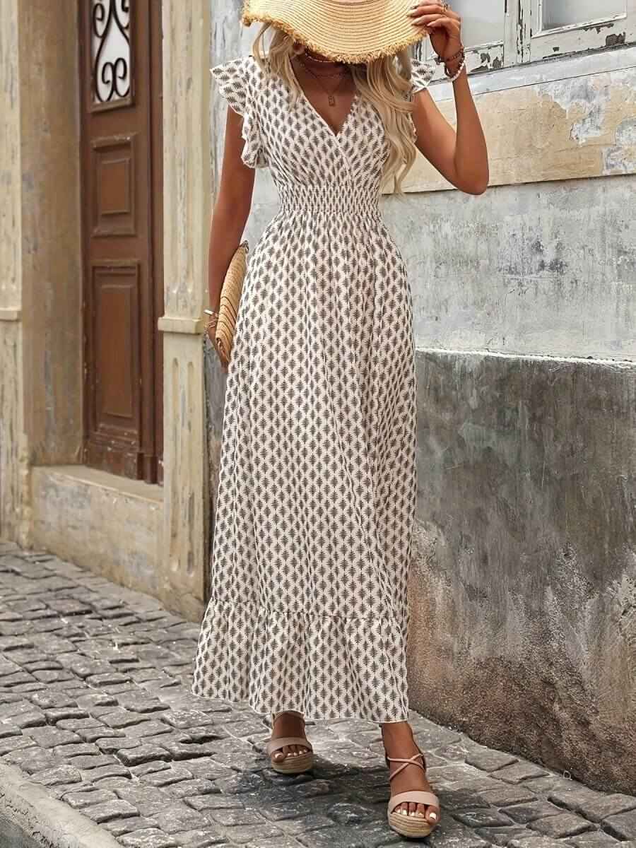 Floral Jumpsuit for Women - Versatile Printed Design with Pleated Skirt, Sizes S-XXL