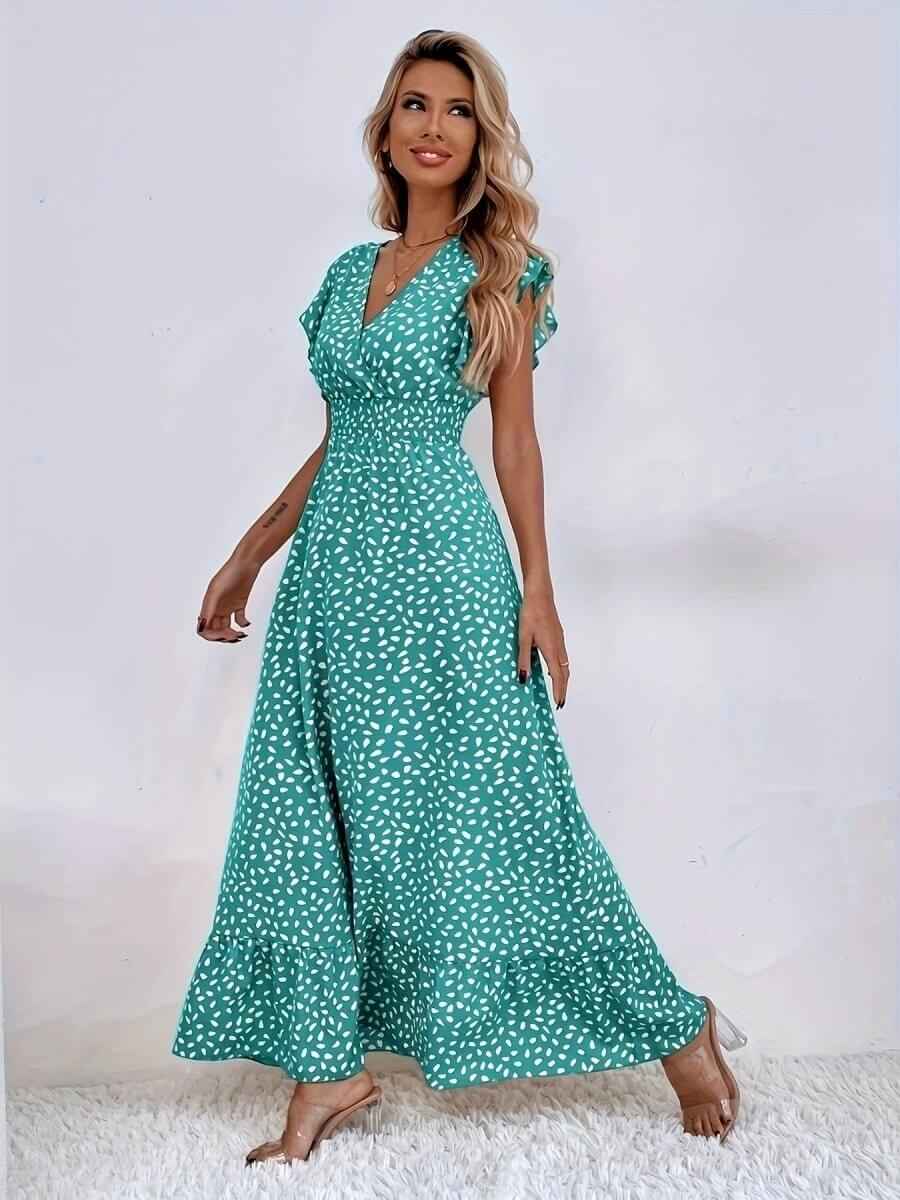 Floral Jumpsuit for Women - Versatile Printed Design with Pleated Skirt, Sizes S-XXL