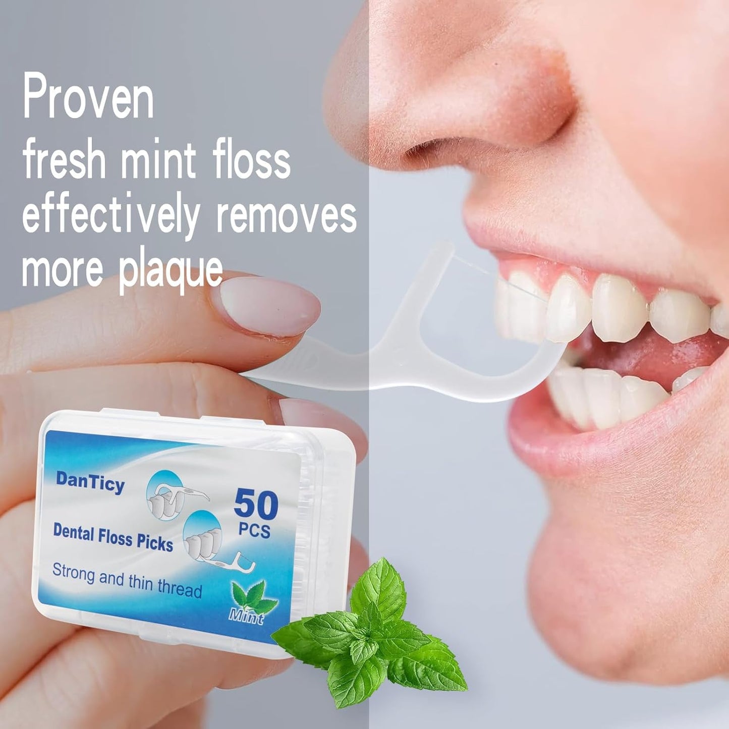 Extra Strong Dental Floss Picks | 50 Count x 4 Pack | Easy Grip Flosser for Adults | Fresh Mint