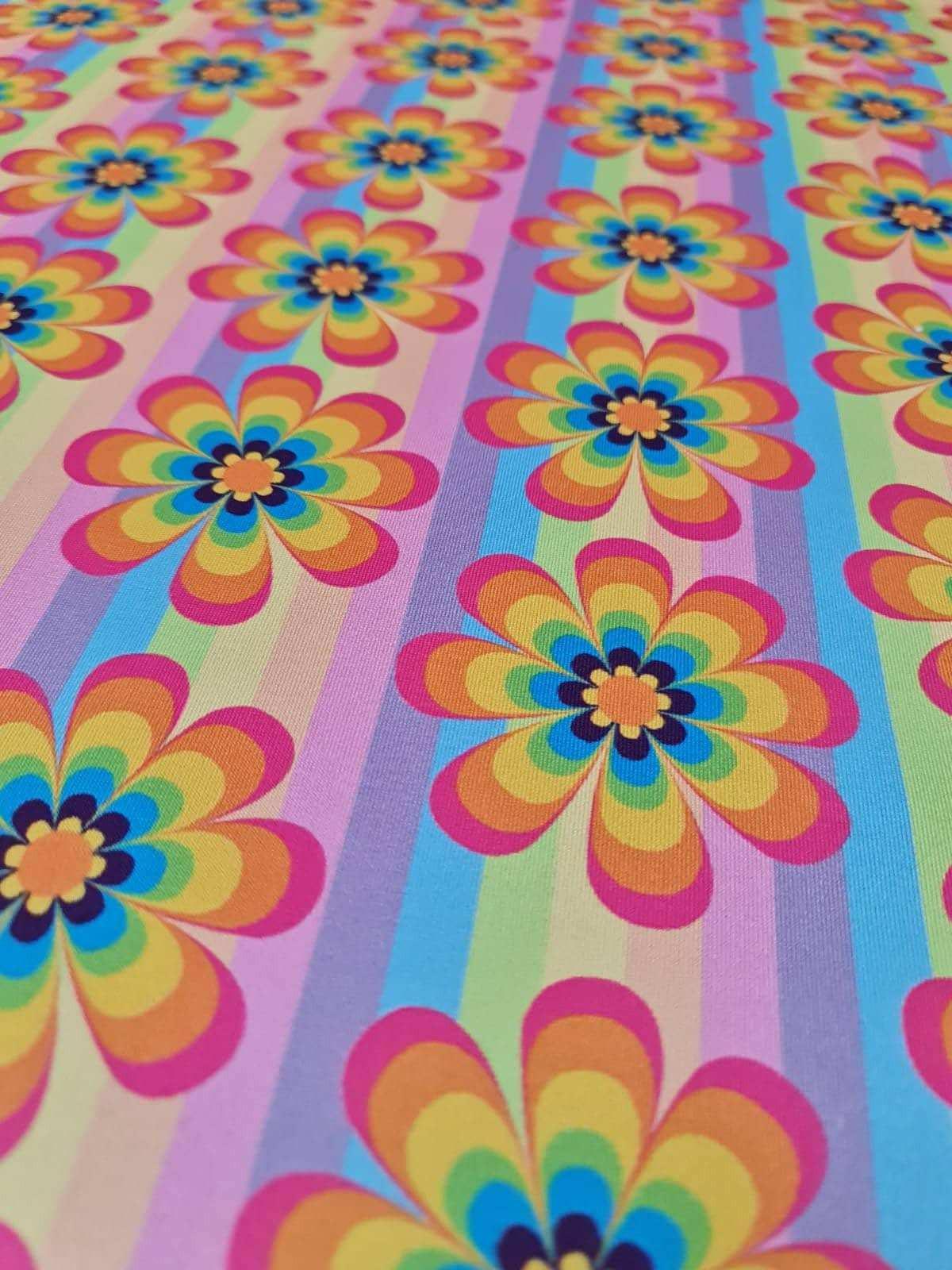 Rainbow Floral Fabric By Metre