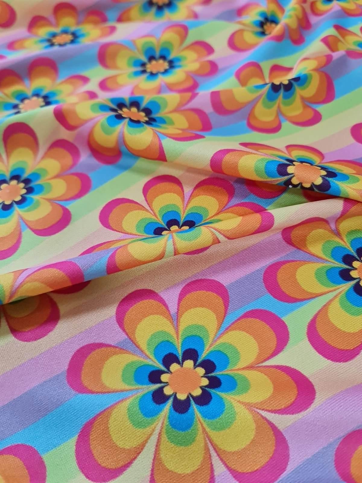 Rainbow Floral Fabric By Metre