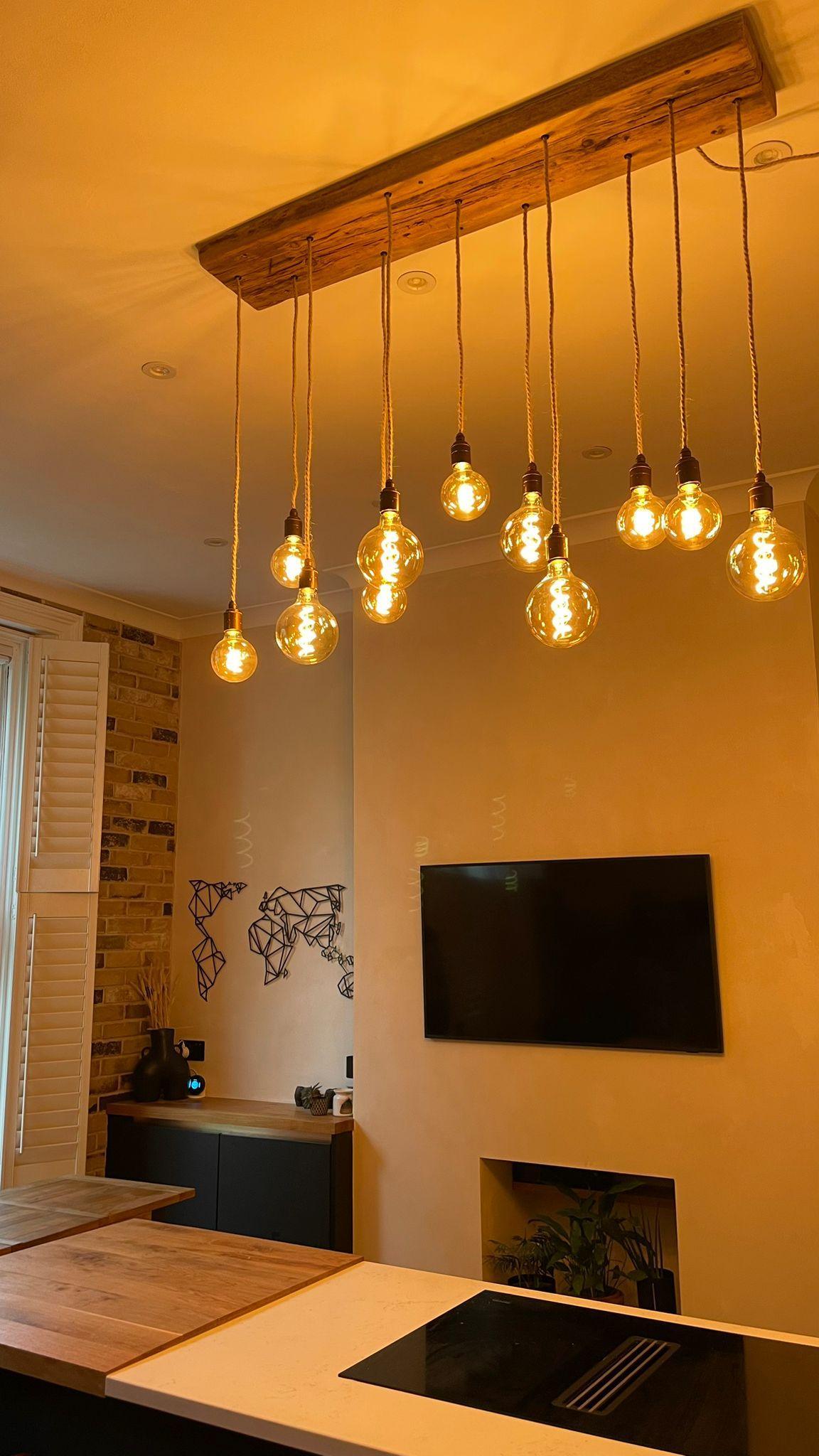 Flush Mount Long Drop Cluster Pendant Light
