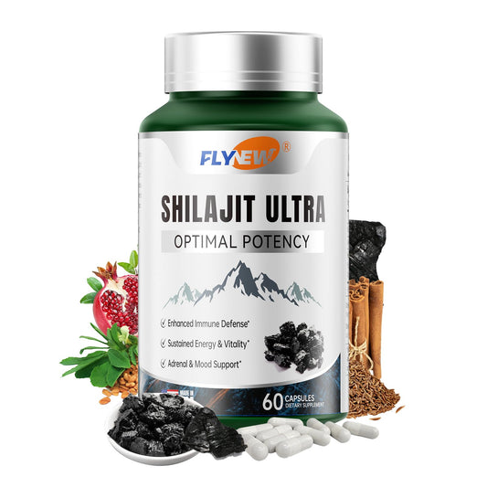 Flynew Shilajit — Premium Fulvic Acid Shilajit with L-Arginine, 60 Capsules, Made in USA