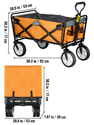 VEVOR Folding Wagon Cart Portable Outdoor Camping Beach Large Capacity Multifunction Adjustable Handle for Picnic Bbq Trolley