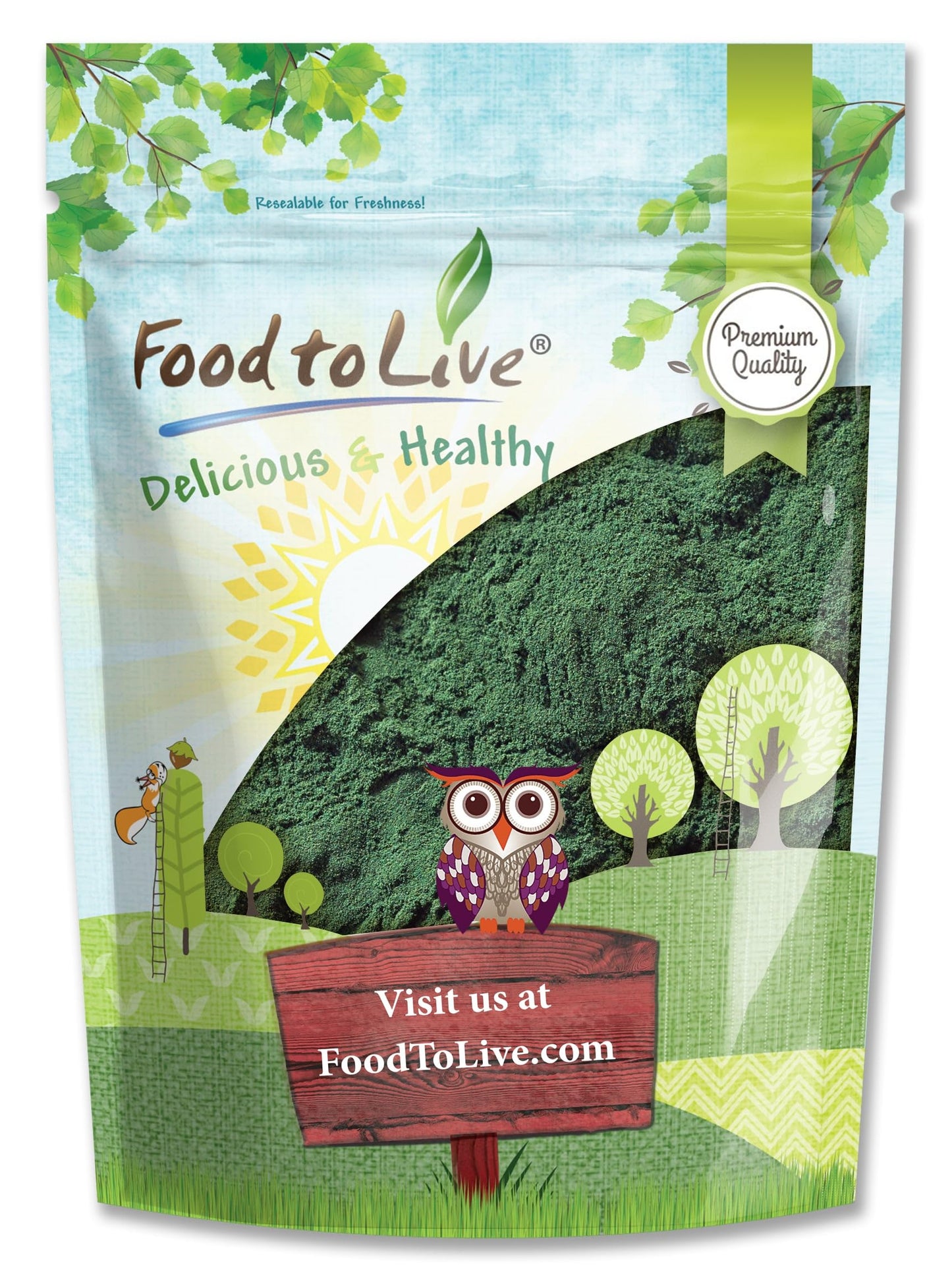 Food to Live Chlorella Powder 8 oz - Kosher, Raw Green Algae, Vegan Superfood