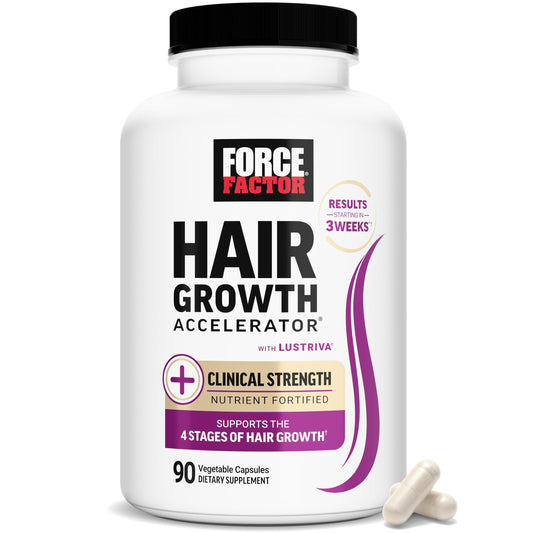 Force Factor Hair Growth Accelerator Multivitamin – Lustriva, Biotin & Vitamins A–E, 90 Capsules