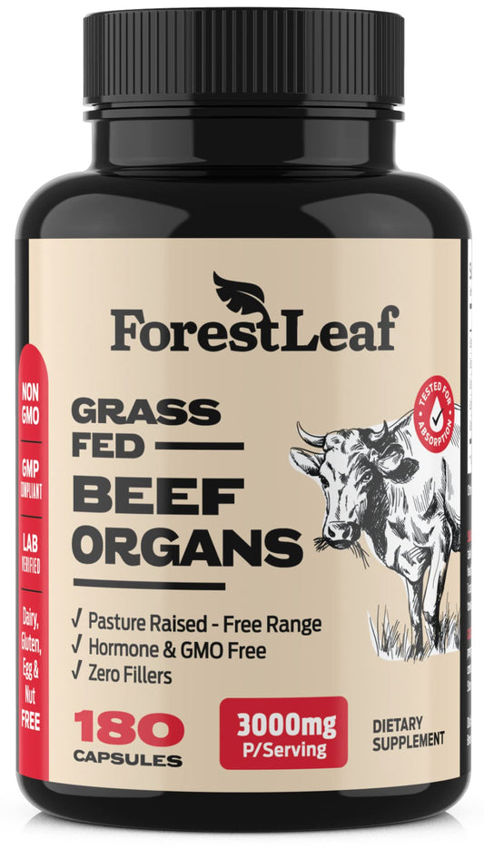 ForestLeaf Beef Organ Supplement - Grass-Fed & Pasture-Raised (180 Caps)