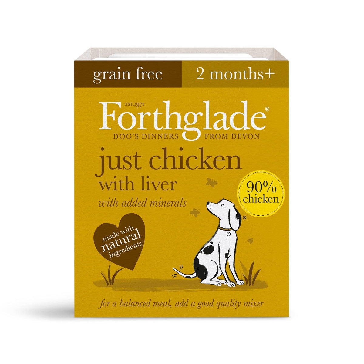 Forthglade Adult Just Grain Free Chicken and Liver Trays 395g - Case of 18
