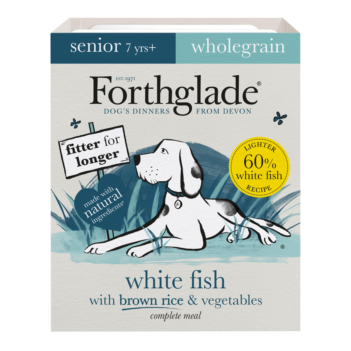 Forthglade Senior Complete Wholegrain White Fish Brown Rice and Vegetables Trays 395g - Case of 18