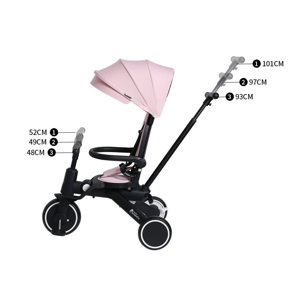 Foryourlittleone Xplor 6 in 1 Foldable Trike - Pastel Pink (10m-4y)