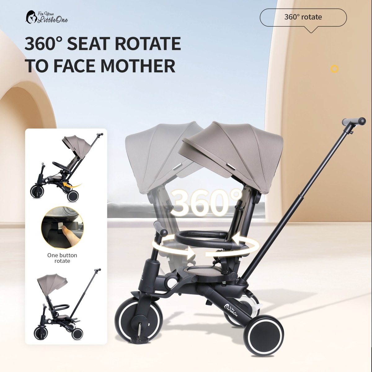 Foryourlittleone Xplor 6 in 1 Foldable Trike - Pastel Pink (10m-4y)