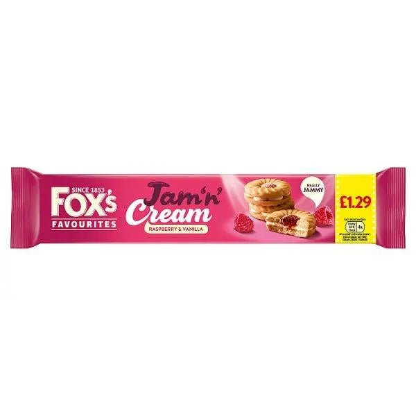 Fox's Favourites Jam 'n' Cream Raspberry & Vanilla 150g (Case of 12)