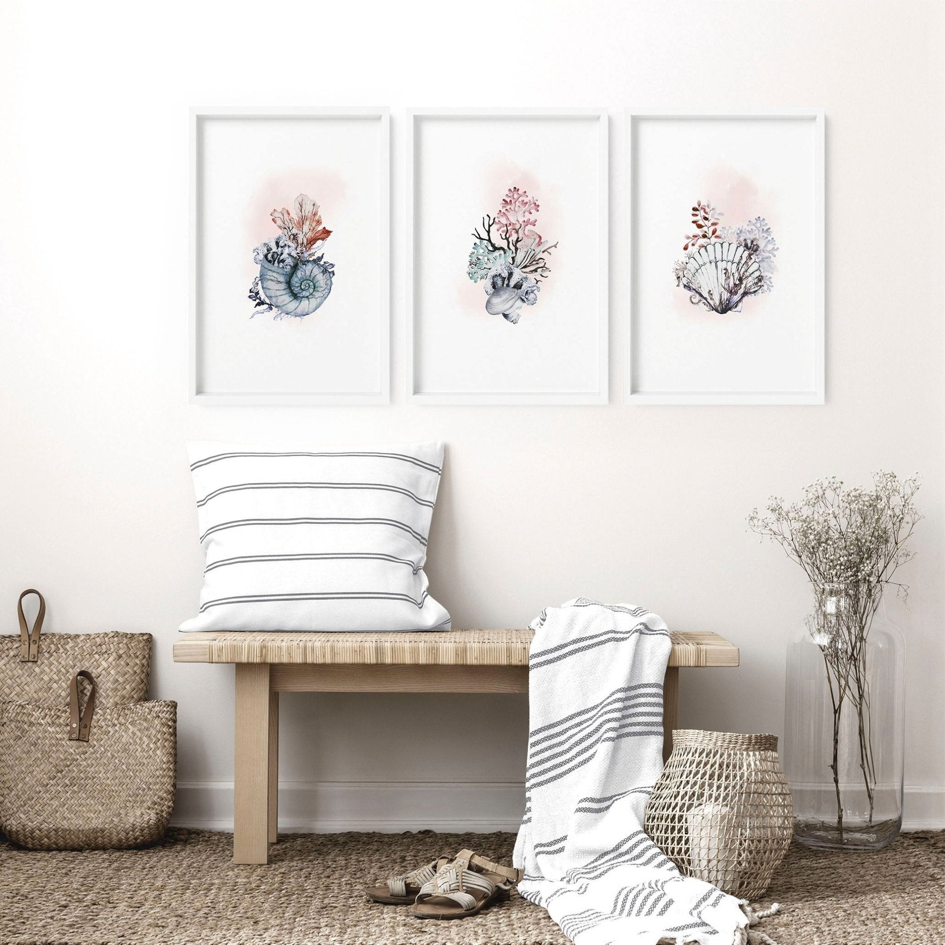 Coastal wall art | Set of 3 framed pictures
