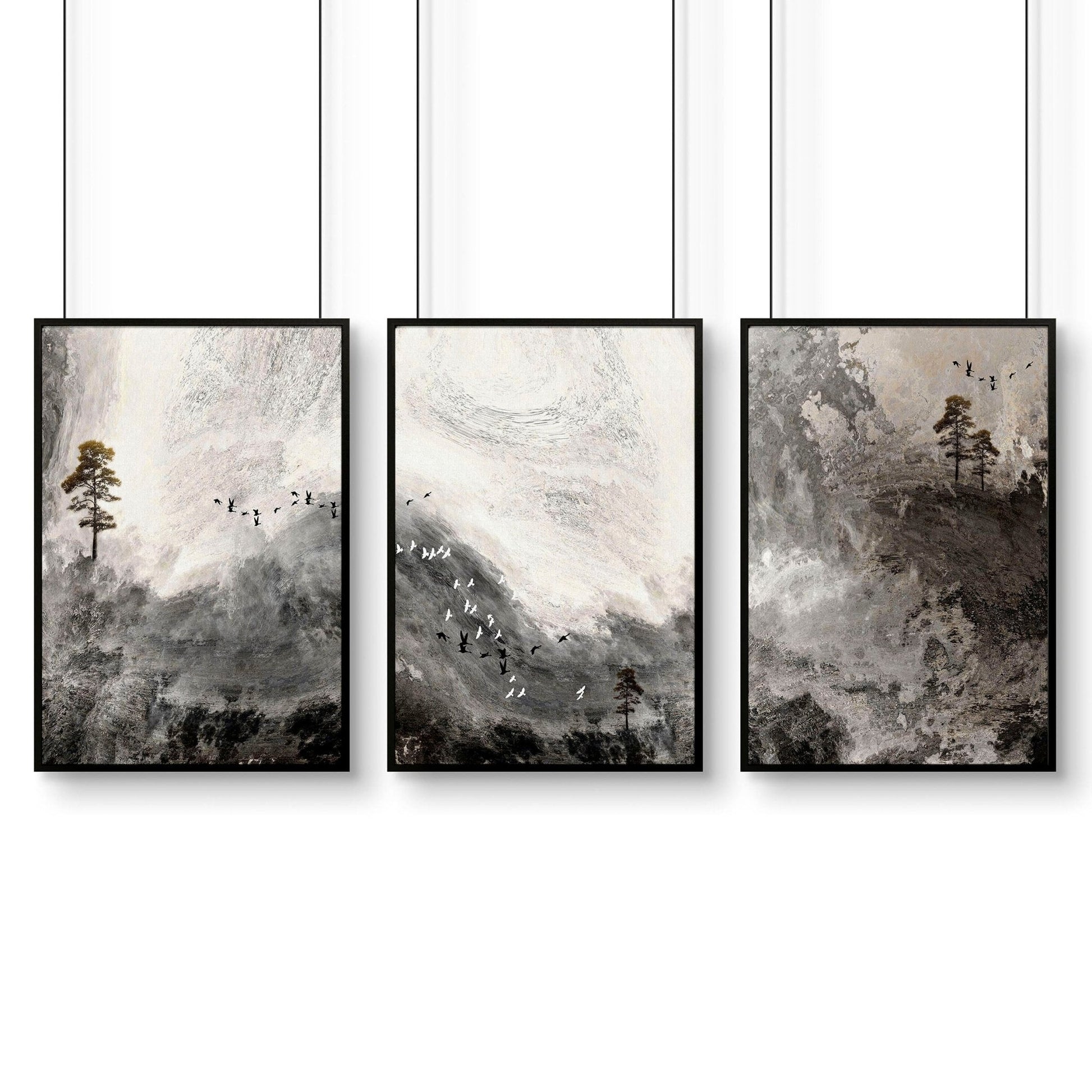 Framed landscape print for home office decor | set of 3 wall art