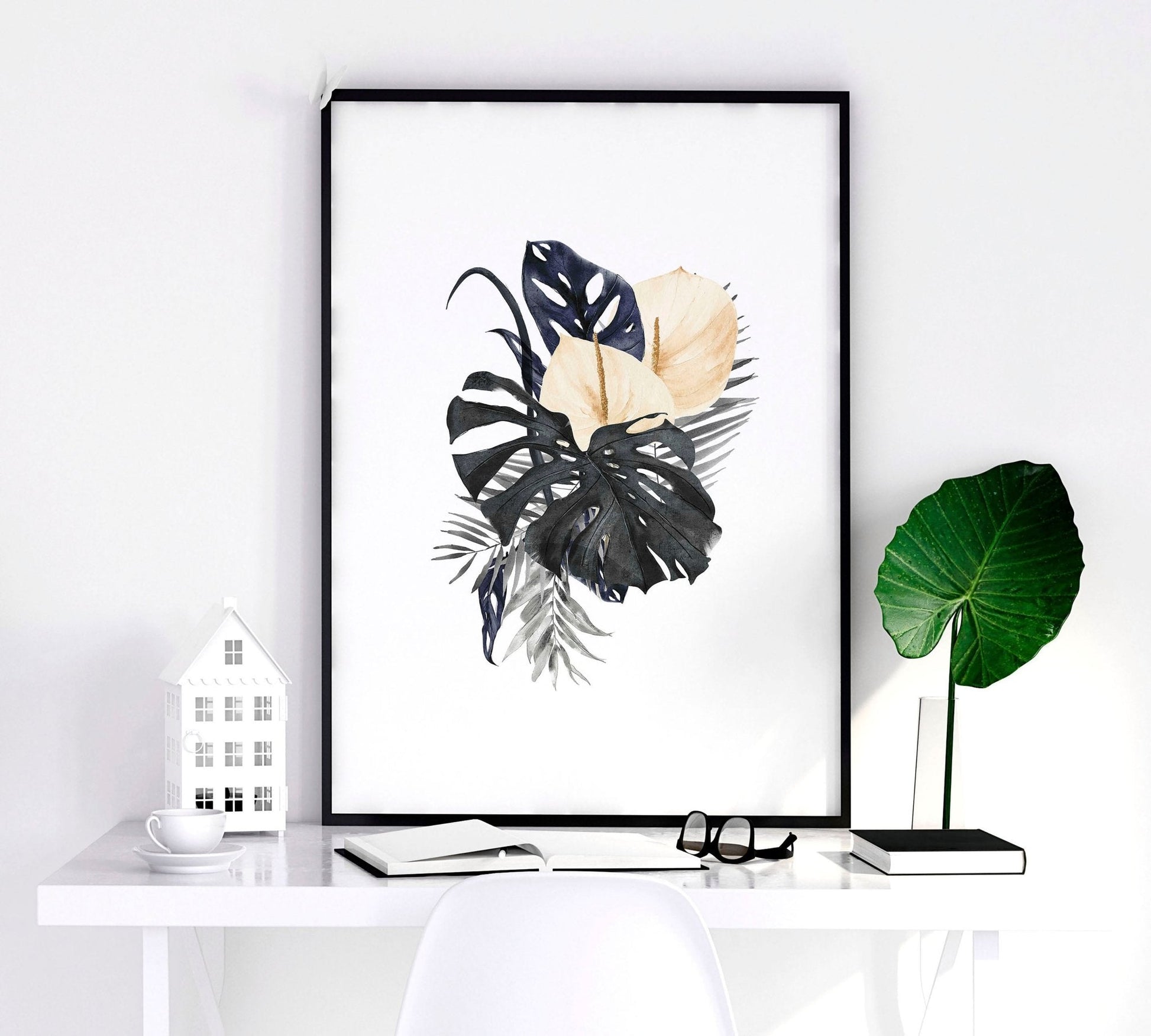 Art for bathroom | set of 3 Tropical wall prints