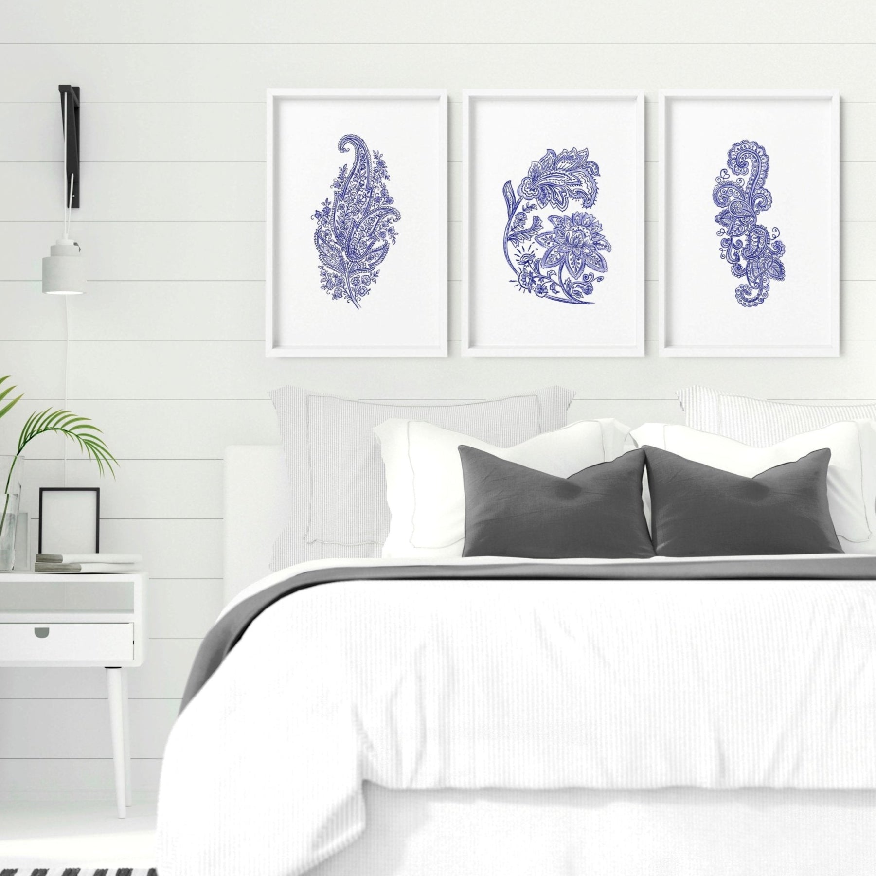 Wall hanging boho | set of 3 Paisley wall art for bedrooms