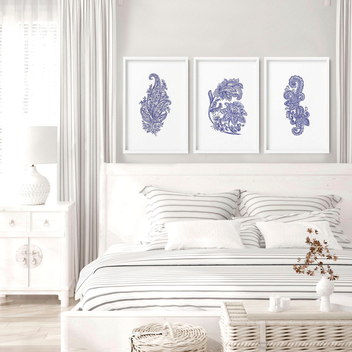 Wall hanging boho | set of 3 Paisley wall art for bedrooms