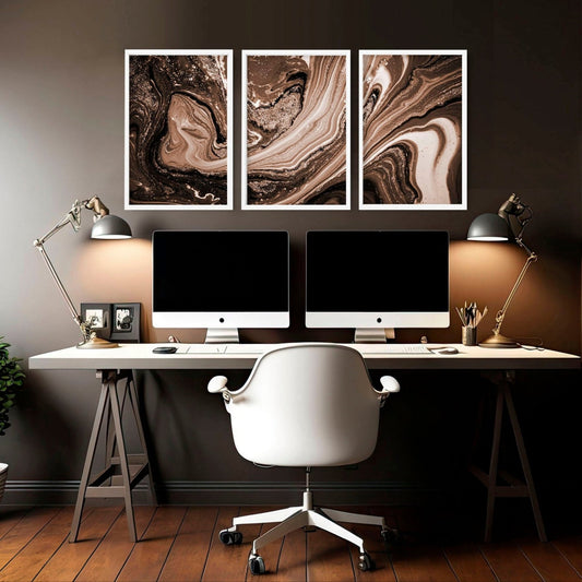 Framed wall art abstract | set of 3 wall art prints