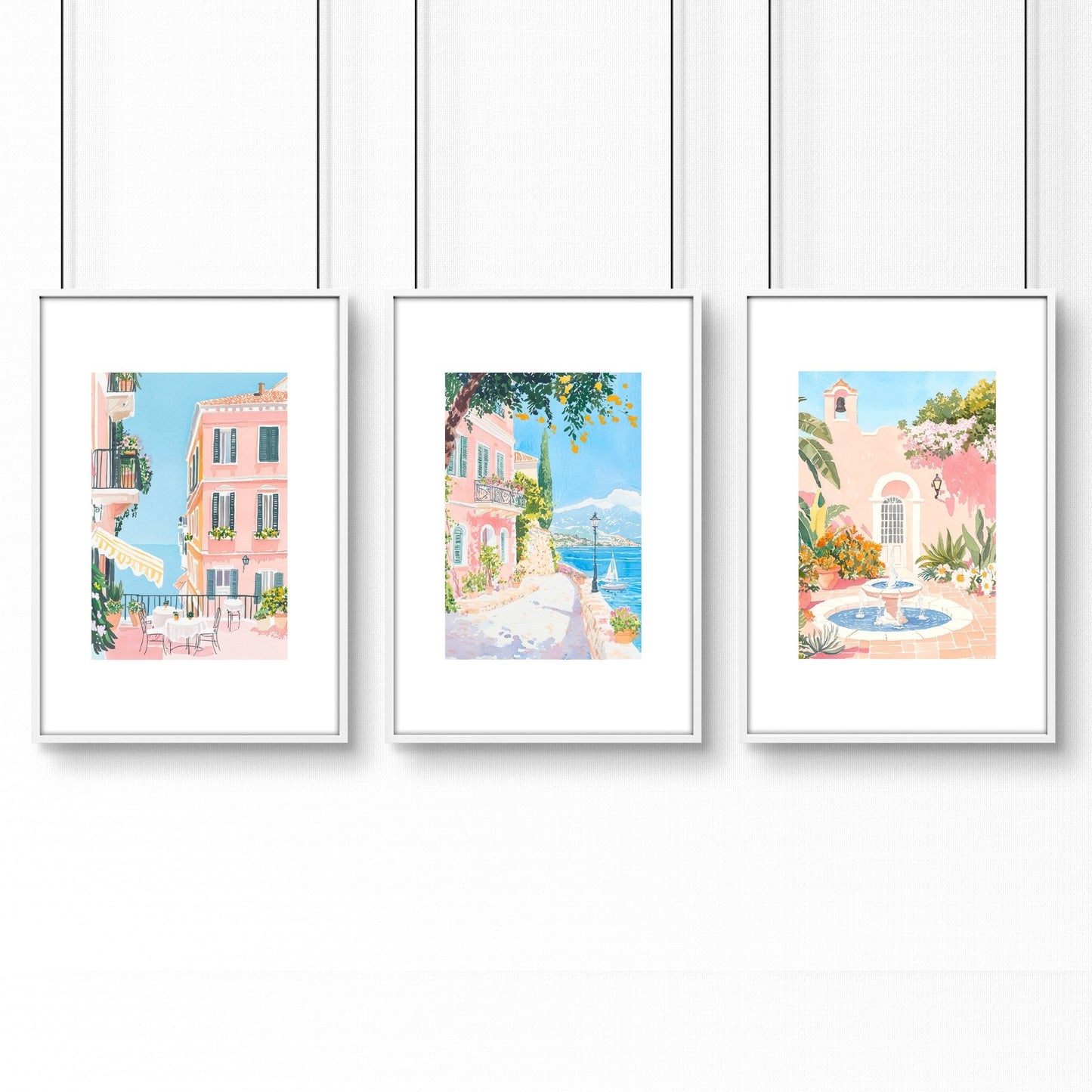 Framed Wall Art Large | Set of 3 Beach Decor Wall art Prints